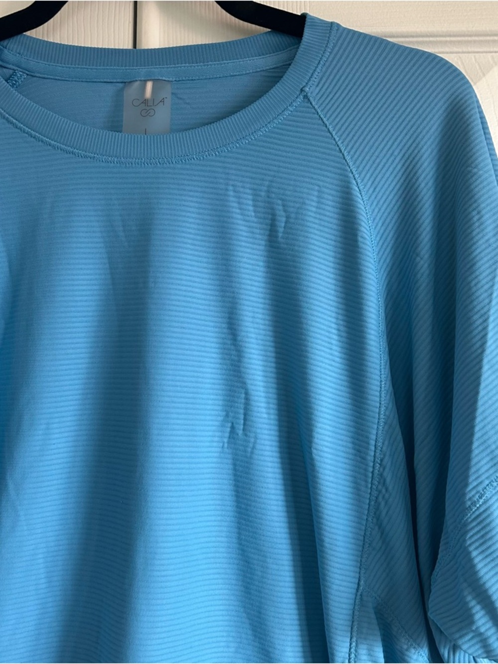 Oversized Ribbed Blue Boxy Fit Tee - Picture 2 of 5